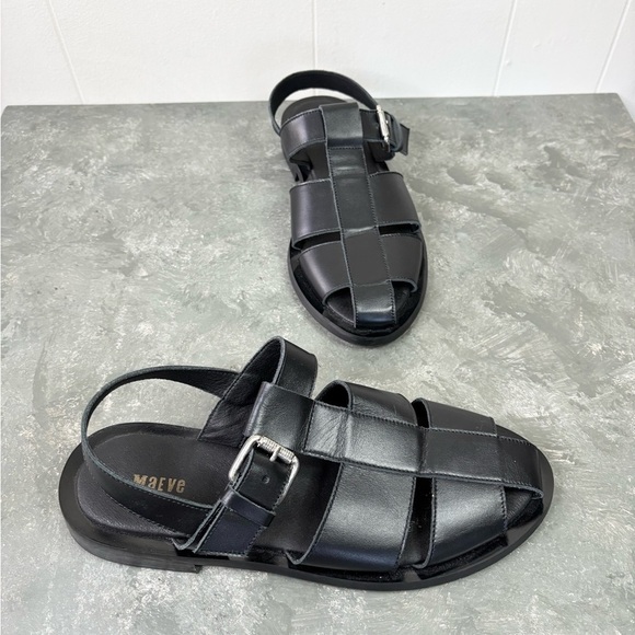 Anthropologie Shoes - Maeve Anthropologie black leather fishman strappy sandals size EU 39/US 8.5